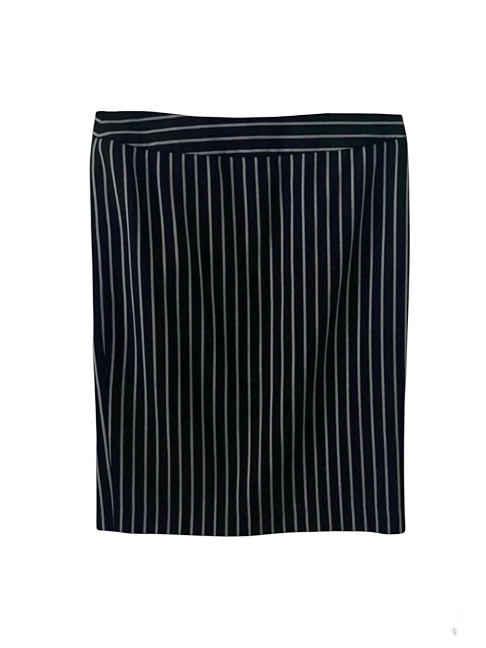 Armani Collezioni Vintage Black with White Pinstripe Midi Pencil Skirt